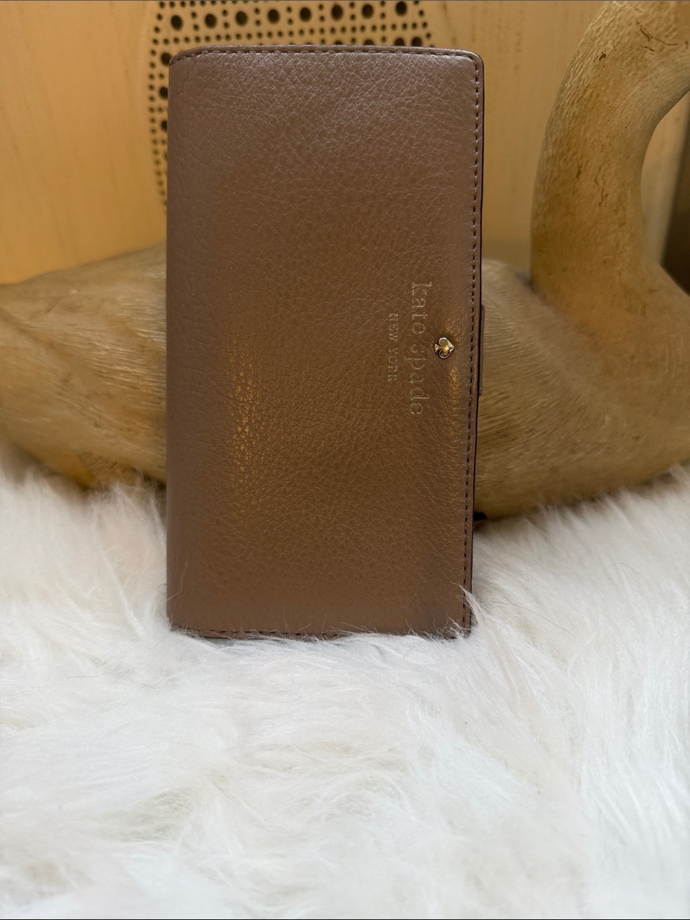 kate spade Brown Pebbled Leather Continental Wallet